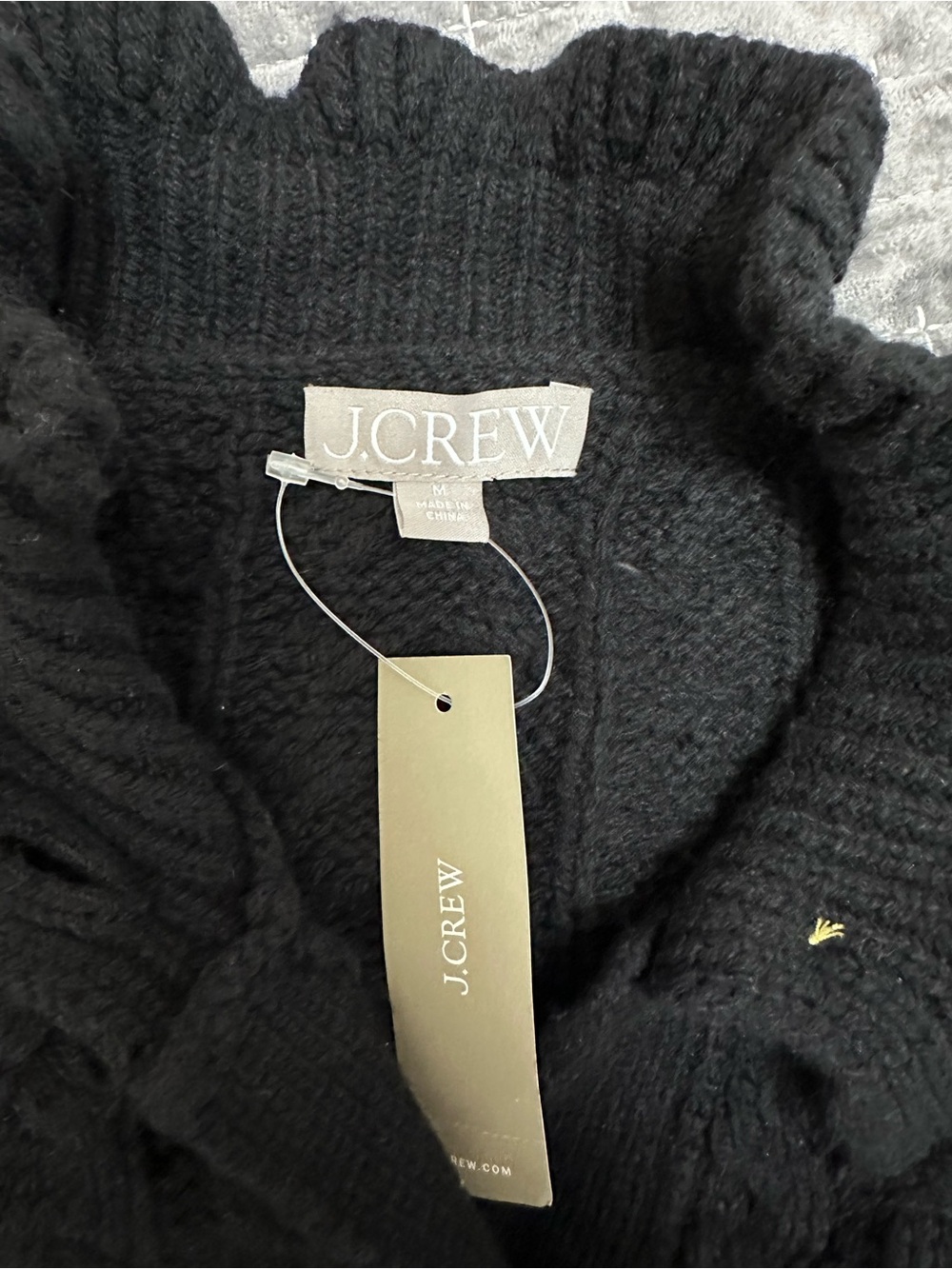 NWT J.Crew Black Cable Knit Lambswool Cardigan Sweater Gold Buttons Size M - Picture 4 of 6